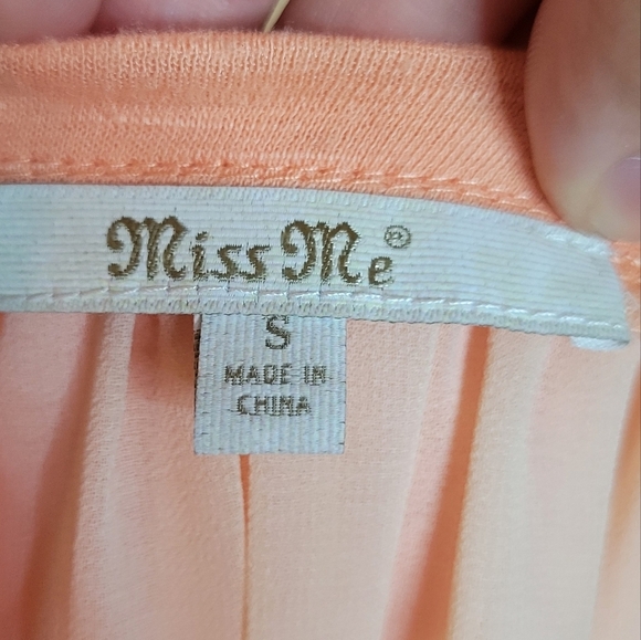 Miss Me Peach Embellished Mixed Fabric Tank Top - Picture 6 of 6